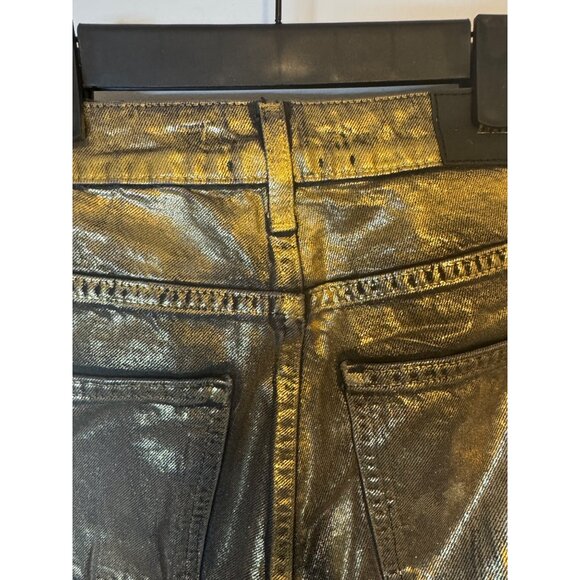 2/$30 ZARA Metallic Size 4 Gold & Black Ombre Jeans Frayed Hem - Picture 12 of 13